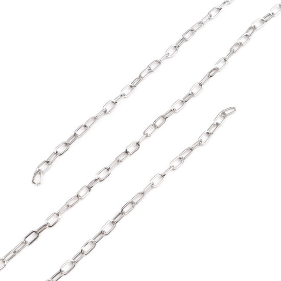 Picture of Iron Based Alloy Paperclip Chains Link Cable Chain Findings Silver Tone Oval 7x3mm, 2 M