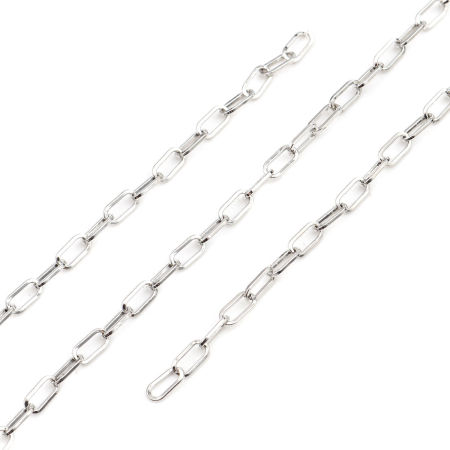 Изображение Железный Сплав(Без Кадмия) Овальные Позолоченные цепочкиарматуры Серебряный Тон 7x3мм, 2 М