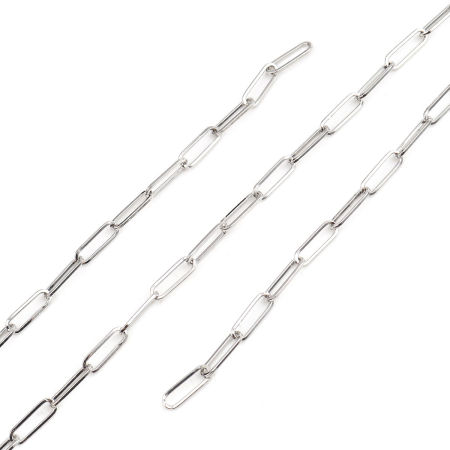 Изображение Железный Сплав(Без Кадмия) Овальные Позолоченные цепочкиарматуры Серебряный Тон 7x3мм, 2 М