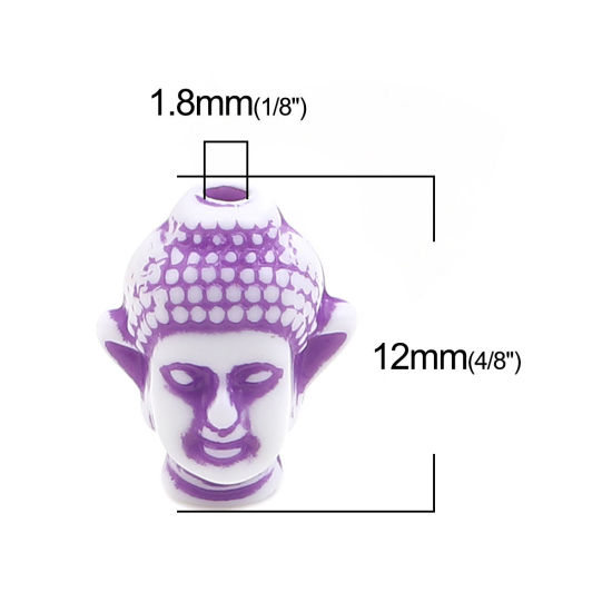 Image de Perles en Résine Religieux Bouddha Couleur au Hasard 12mm x 10mm, Trou: env. 1.8mm, 300 Pcs