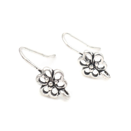 Zinklegierung Ohrring Ohr Haken Ohrringe Blumen Antiksilber M/Öse 22mm x 10mm, Drahtstärke: (19 gauge), 10 Stück
