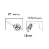 Picture of Zinc Based Alloy Ear Wire Hooks Earring Findings Flower Antique Silver Color W/ Loop 22mm x 10mm, Post/ Wire Size: (19 gauge), 10 PCs