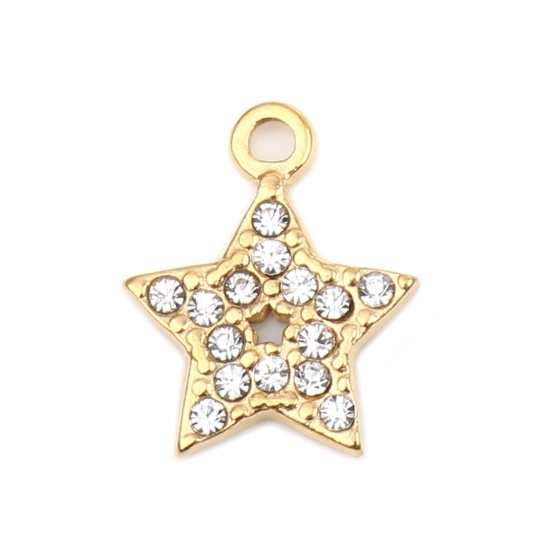 Immagine di 304 Acciaio Inossidabile Charms Ovale Oro Placcato Verde Strass 18mm x 12mm, 2 Pz