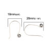 Bild von Zinklegierung Ohrring Ohr Haken Ohrringe U-Form Antiksilber M/Öse 28mm x 18mm, Drahtstärke: (20 gauge), 10 Stück