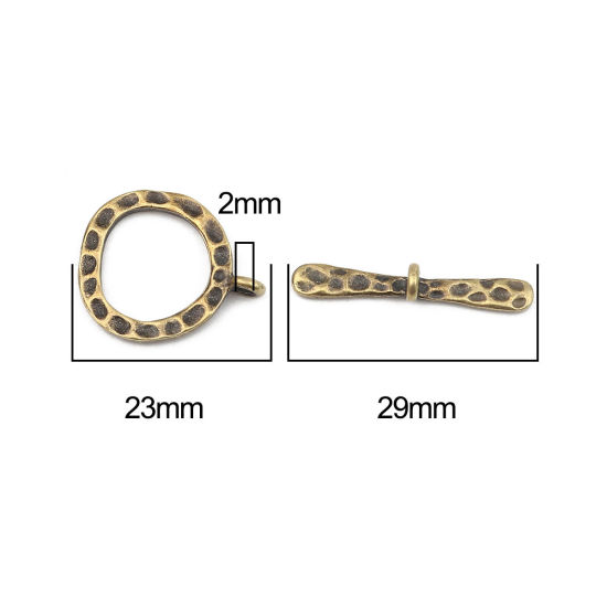 Изображение Zinc Based Alloy Toggle Clasps Circle Ring Antique Bronze 29mm x 4mm 23mm x 19mm, 10 PCs