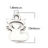 Imagen de Zamak Colgantes Charms Gato Plata Antigua Corazón 13mm x 9mm, 50 Unidades