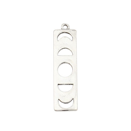 Bild von Zinklegierung Galaxis Anhänger Rechteck Antiksilber Mond 40mm x 10mm, 20 Stück