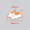 Picture of Zinc Based Alloy Charms Cat Animal Gold Plated White & Orange Enamel 28mm x 16mm, 10 PCs