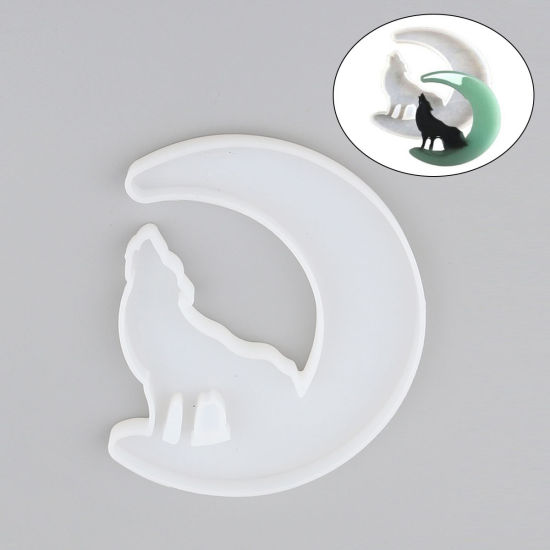 Bild von Silikon Gießform Halbmond Weiß Wolf 12.9cm x 10cm, 1 Stück