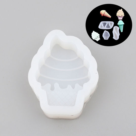 Picture of Silicone Resin Mold For Jewelry Making Ice Cream White 6.7cm x 5cm, 2 PCs