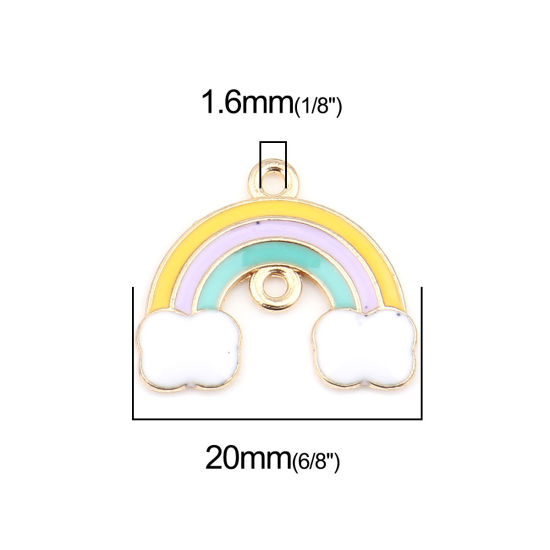 Picture of Zinc Based Alloy Weather Collection Charms Rainbow Gold Plated Multicolor Enamel 20mm x 17mm, 10 PCs