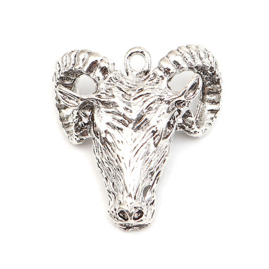 Immagine di Zinc Based Alloy Pendants Sheep Antique Silver Color 31mm x 29mm, 5 PCs