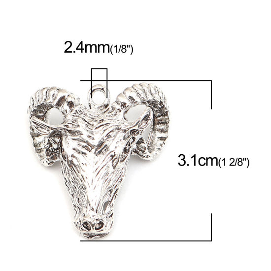 Immagine di Zinc Based Alloy Pendants Sheep Antique Silver Color 31mm x 29mm, 5 PCs
