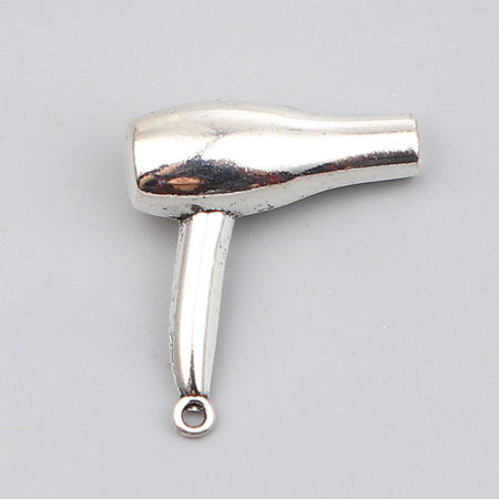 Zinc Based Alloy Charms Hair Dryer Antique Silver Color 26mm x 23mm, 10 PCs