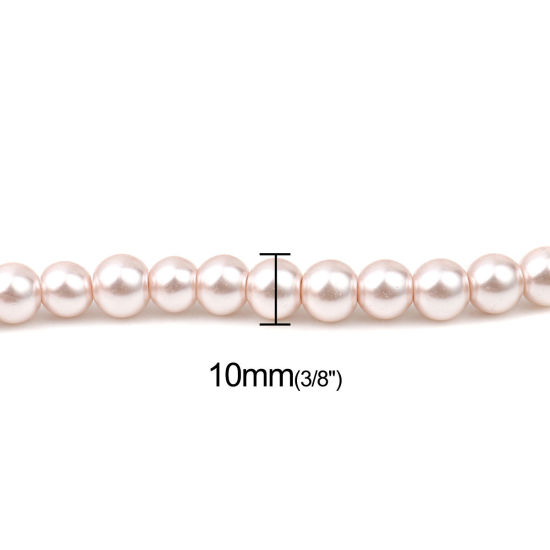 Image de Perles en Verre Rond Rose Clair Imitation Perles, Env. 10mm Dia, Trou: 1.3mm, 82cm long, 2 Enfilades (env. 92 Pcs/Enfilade)