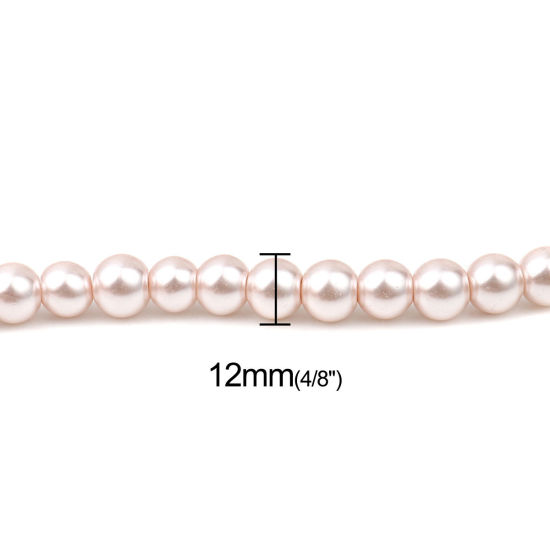 Image de Perles en Verre Rond Rose Clair Imitation Perles, Env. 12mm Dia, Trou: 1.3mm, 84cm long, 2 Enfilades (env. 75 Pcs/Enfilade)