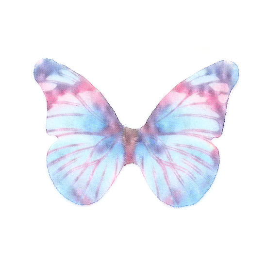 Picture of Organza Ethereal Butterfly For DIY & Craft Light Blue & Purple 43mm x 33mm, 50 PCs