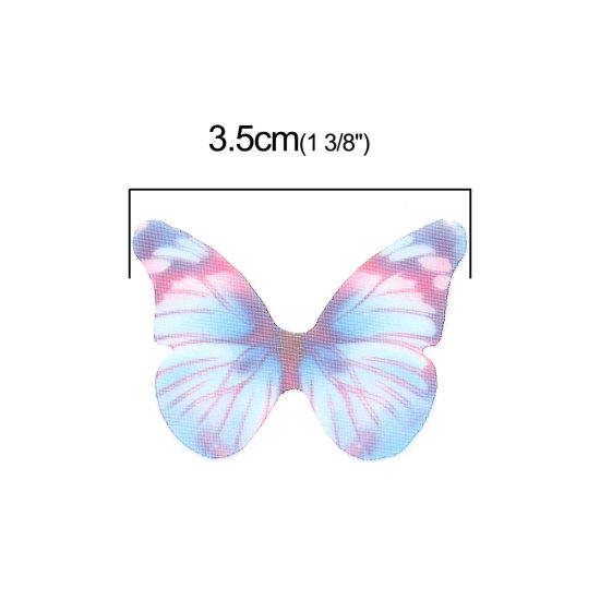 Picture of Organza Ethereal Butterfly For DIY & Craft Light Blue & Purple 43mm x 33mm, 50 PCs