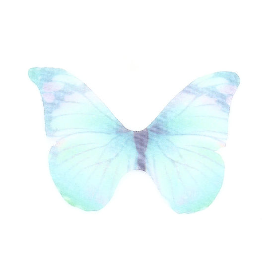 Picture of Organza Ethereal Butterfly For DIY & Craft Blue & Green 43mm x 33mm, 50 PCs