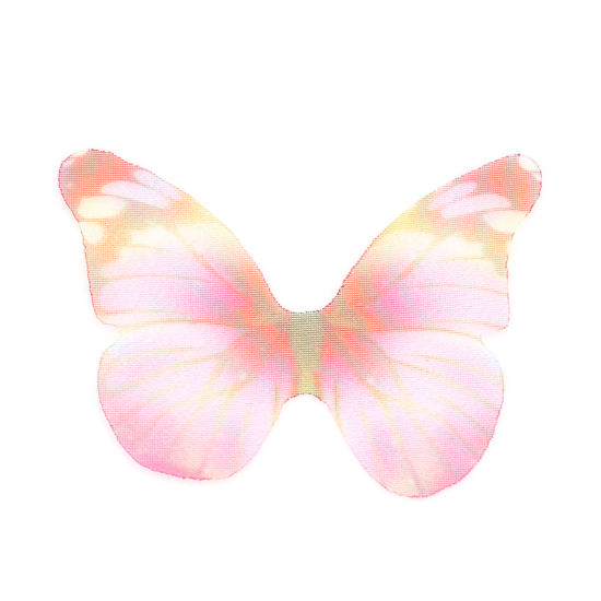 Picture of Organza Ethereal Butterfly For DIY & Craft Orange & Red 43mm x 33mm, 50 PCs