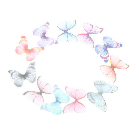 Picture of Organza Ethereal Butterfly For DIY & Craft Orange & Red 43mm x 33mm, 50 PCs
