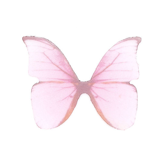 Picture of Organza Ethereal Butterfly For DIY & Craft Pink 38mm x 32mm, 50 PCs