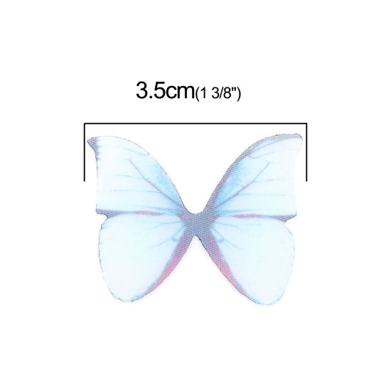 Image de Papillon Éthéré En Organza Pour Bricolage Et Artisanat Bleu 38 Mm X 32 Mm, 50 Pièces