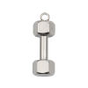 Imagen de Stainless Steel Fitness Charms Dumbbell Silver Tone 19mm x 7mm, 5 PCs