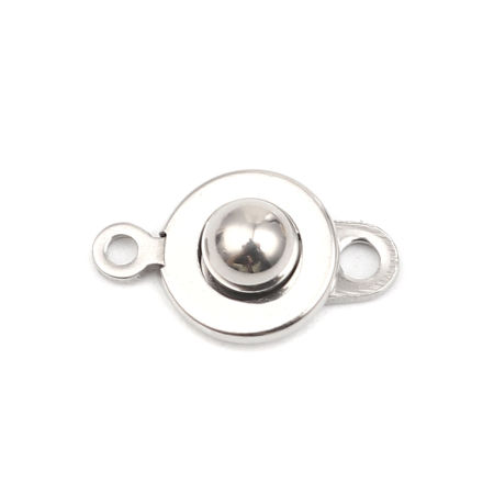 304 Stainless Steel Ball & Socket Snap Button Clasps Fastener For Necklace Bracelet DIY Craft Round Silver Tone 15mm x 9mm, 10 PCs