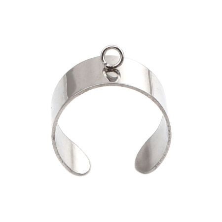 Picture of Stainless Steel Open Rings Silver Tone U-shaped W/ Open Loop 18.1mm(US Size 8), 10 PCs