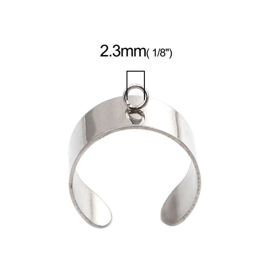 Bild von Stainless Steel Open Rings Silver Tone U-shaped W/ Open Loop 18.1mm(US Size 8), 10 PCs