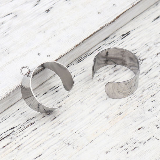 Bild von Stainless Steel Open Rings Silver Tone U-shaped W/ Open Loop 18.1mm(US Size 8), 10 PCs