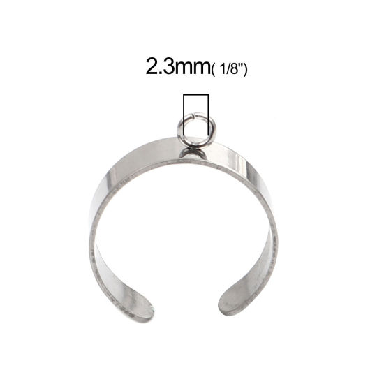 Bild von Stainless Steel Open Rings Silver Tone U-shaped W/ Open Loop 18.1mm(US Size 8), 10 PCs