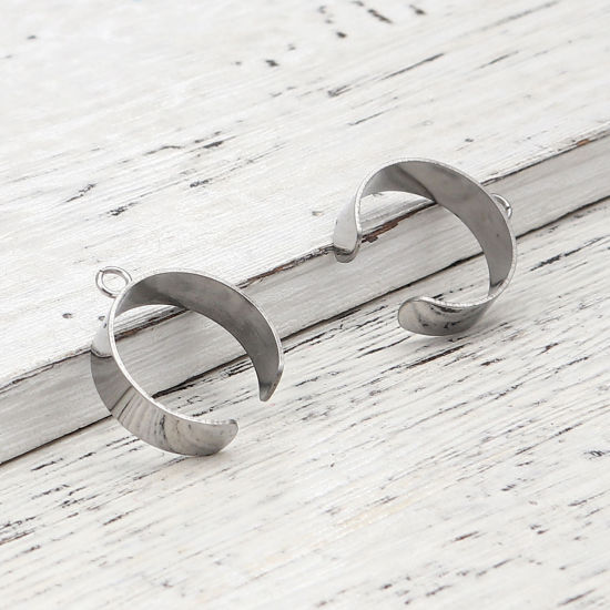 Bild von Stainless Steel Open Rings Silver Tone U-shaped W/ Open Loop 18.1mm(US Size 8), 10 PCs