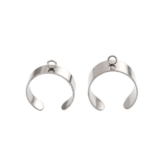 Bild von Stainless Steel Open Rings Silver Tone U-shaped W/ Open Loop 18.1mm(US Size 8), 10 PCs