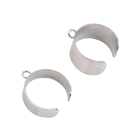 Bild von Stainless Steel Open Rings Silver Tone U-shaped W/ Open Loop 18.1mm(US Size 8), 10 PCs