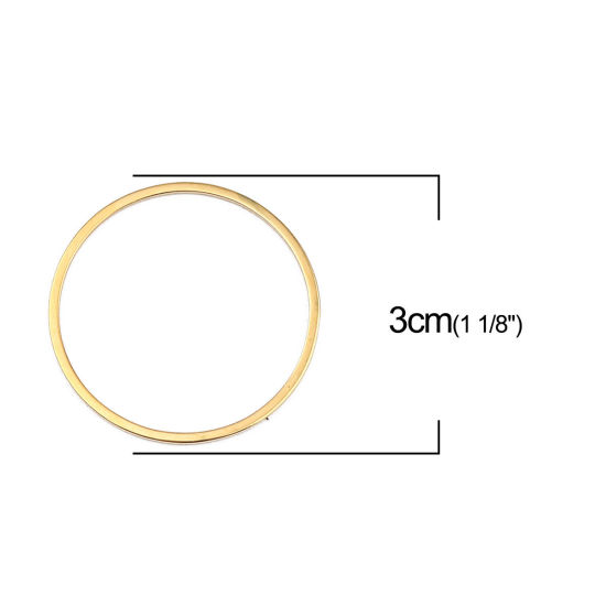 Picture of 0.8mm Stainless Steel Closed Soldered Jump Rings Findings Circle Ring Gold Plated 30mm Dia., 5 PCs