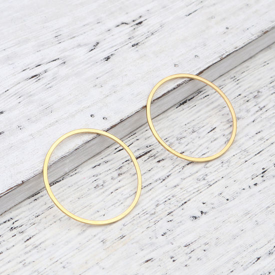 Picture of 0.8mm Stainless Steel Closed Soldered Jump Rings Findings Circle Ring Gold Plated 30mm Dia., 5 PCs