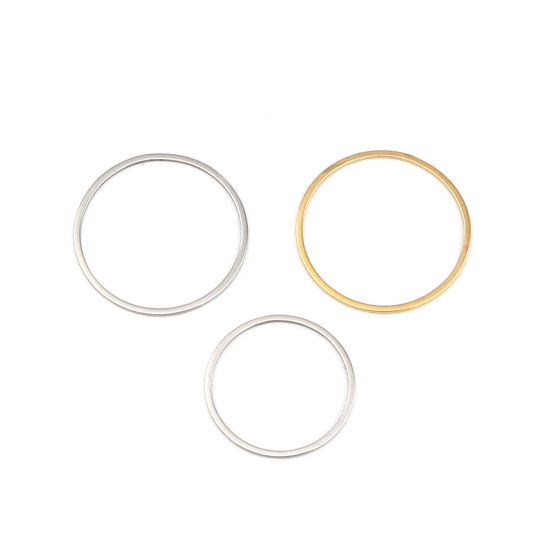 Picture of 0.8mm Stainless Steel Closed Soldered Jump Rings Findings Circle Ring Gold Plated 30mm Dia., 5 PCs