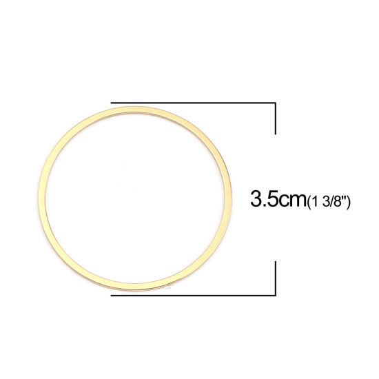 Picture of 5 PCs 304 Stainless Steel Connectors Charms Pendants Gold Plated Circle Ring 35mm Dia.