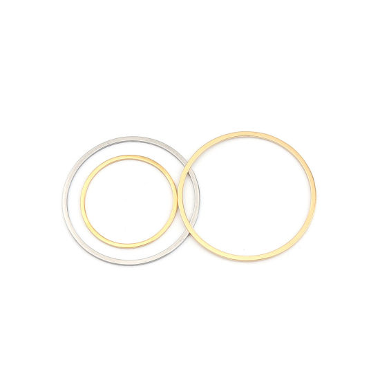 Picture of 5 PCs 304 Stainless Steel Connectors Charms Pendants Gold Plated Circle Ring 35mm Dia.