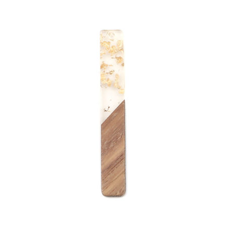Picture of Resin & Wood Wood Effect Resin Pendants Rectangle Natural Foil 52mm x 7mm, 5 PCs