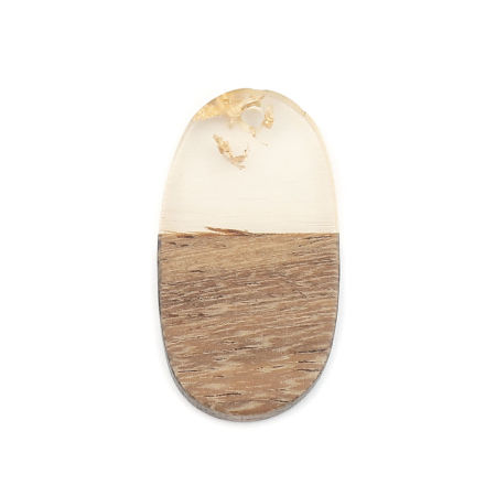 Picture of Resin & Wood Wood Effect Resin Charms Oval Natural Foil 27mm x 15mm, 5 PCs