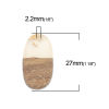 Picture of Resin & Wood Wood Effect Resin Charms Oval Natural Foil 27mm x 15mm, 5 PCs