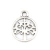 Picture of Zinc Based Alloy Charms Round Antique Silver Color Tree 15mm x 11mm, 50 PCs