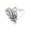 Picture of Zinc Based Alloy Valentine's Day Charms Heart Antique Silver Color Wing 20mm x 19mm, 20 PCs