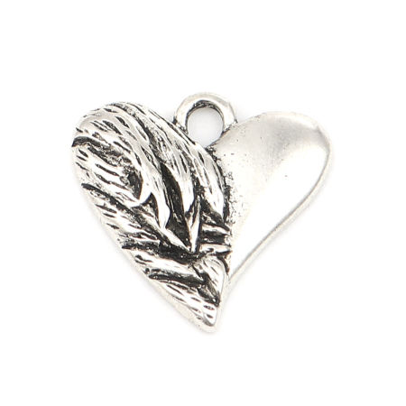 Zinc Based Alloy Valentine's Day Charms Heart Antique Silver Color Wing 20mm x 19mm, 20 PCs