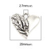 Picture of Zinc Based Alloy Valentine's Day Charms Heart Antique Silver Color Wing 20mm x 19mm, 20 PCs