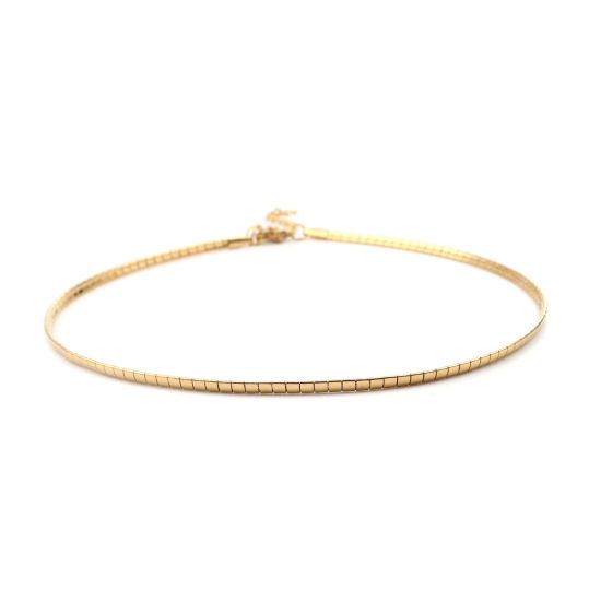 Image de 1 Pièce Collier Ras de Cou en 304 Acier Inoxydable Placage sous Vide Rectangle Doré 35cm long