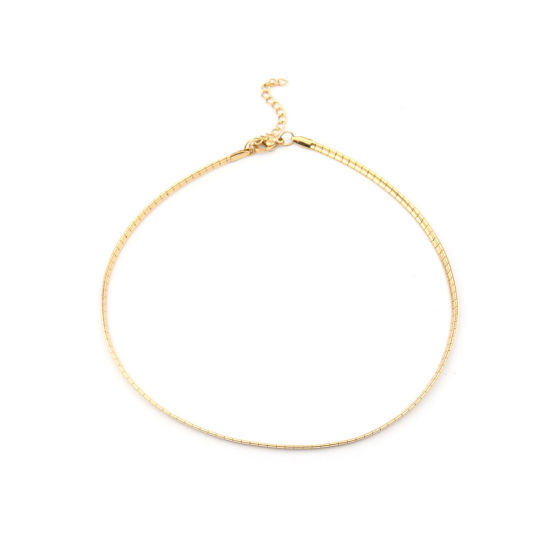 Image de 1 Pièce Collier Ras de Cou en 304 Acier Inoxydable Placage sous Vide Rectangle Doré 35cm long